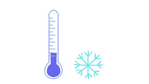 A thermometer showing a low temperature with a snowflake