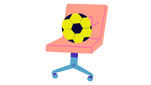 The football is on the chair