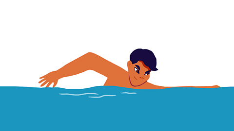 A man swimming.