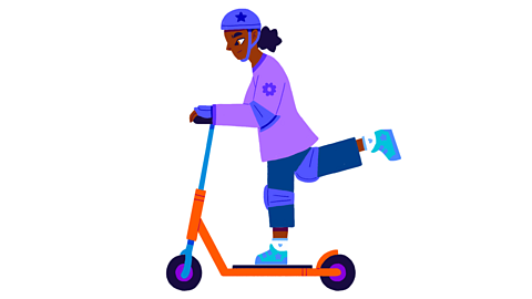 A girl scootering.