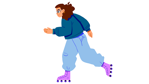 A woman roller skating.