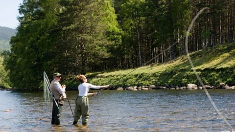 Two people fishing 