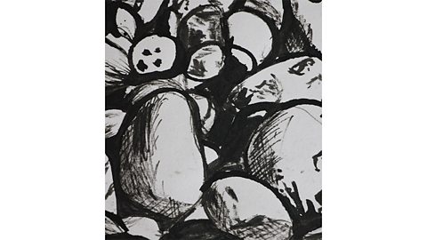 pebbles drawn with black ink