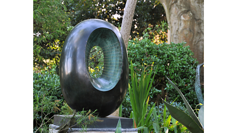 An outdoor display of one of Barbara's bronze sculptures called 'Spring'