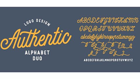 Logo design Authentic alphabet duo. Yellow joined writing against blue background