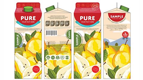 4 sides of a packaging design for a pear juice carton