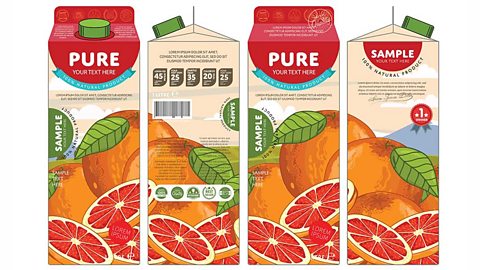 4 sides of a packaging design for a grapefruit juice carton