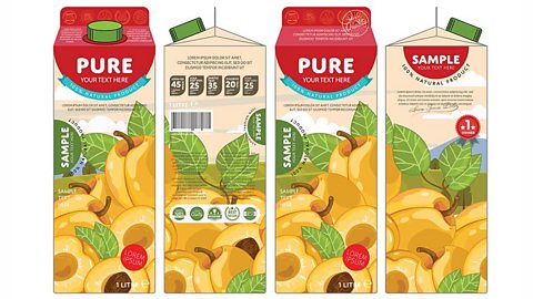 4 sides of a packaging design for an apricot juice carton