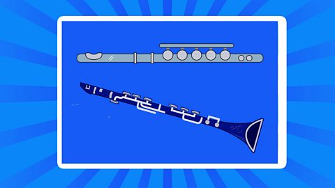 Flute and clarinet on a blue background.