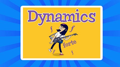 Dynamics and a cartoon of a girl playing the bass guitar.