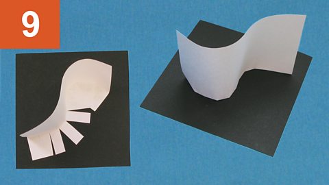 Step 9: Two sides of a simple paper sculpture, tabs visible on one side only