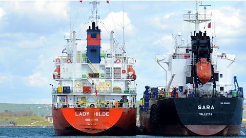 Ships Lady Hilde and Sara moored in Portland Harbour, Dorset