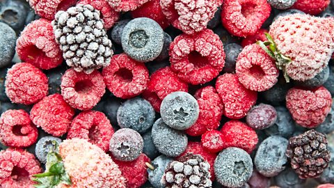 Frozen fruits rasberries, strawberries, blueberries