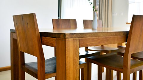 Oak wood dining table and chairs 