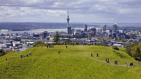 Auckland skyline with Sky Tower from Mount Eden
