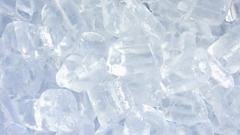 A photograph of lots of ice cubes