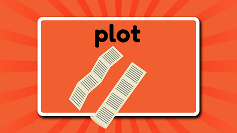 The word plot above a play script.