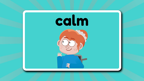 The word calm above a calm looking wheelchair user.