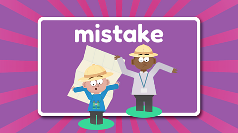 The word mistake above a child and a teacher stood in pools of water.