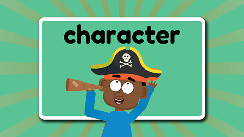 The word character above a pirate character.