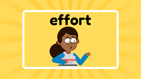 The word effort above a child sweating with the effort of running.