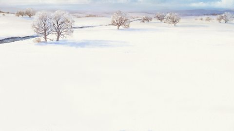 Illustration of a snowy field by the artist Charlie Mackesy