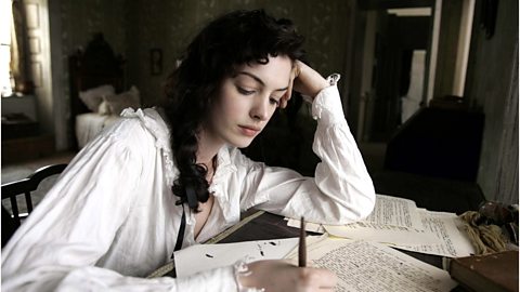 Anne Hathaway as Jane Austen in the feature film 'Becoming Jane'.