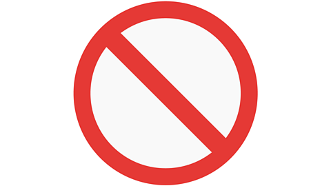 Red circle bisected by diagonal red line