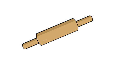 A wooden rolling pin