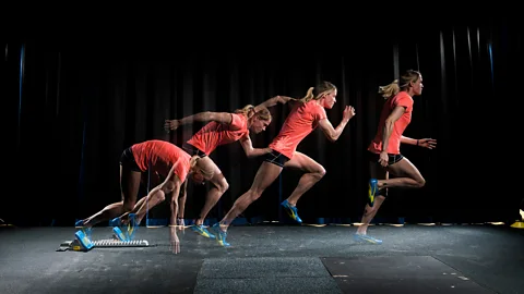 Eilidh Doyle, GB 400m runner, sprinting off the starting line (Credit: University of Bath)