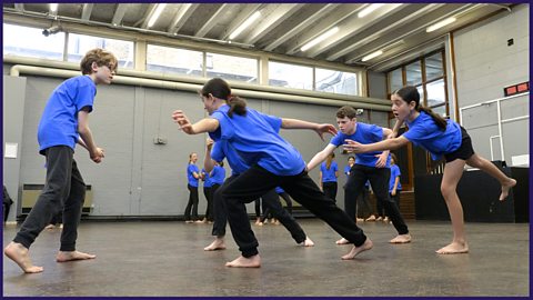 Year 8 students working in a dance group of 5