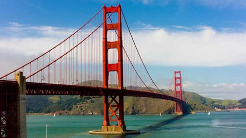 The Golden Gate Bridge on a sunny day