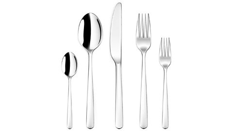 Metal knife, fork and spoon