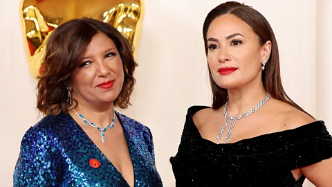 Kaouther Ben Hania and Hend Sabry at the 2024 Oscars (Credit: Getty Images)