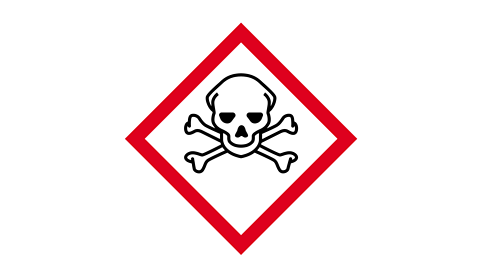 Hazard warning - toxic - Red diamond enclosing skull and crossbones