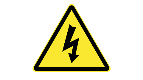 Warning Electric Hazard - yellow triangle with black border containing lighting bolt