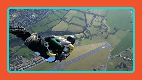 A skydiver falling towards the ground without a parachute launched.