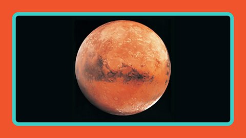 The planet Mars with a black background.