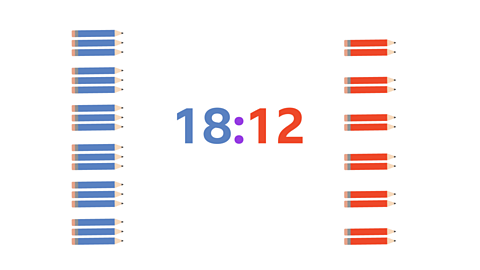An array of pencils showing the ratio 18:12