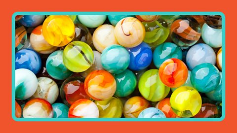 A collection of glass marbles.