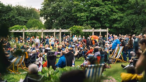 The audience listening to music at Bangor's Open House Festival in Ward Park.
