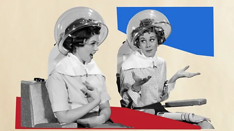 Two women arguing while in a hair salon (Credit: Javier Hirschfeld/ BBC)