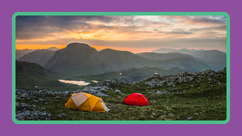 Two tents overlooking Windermere in the Lake District.