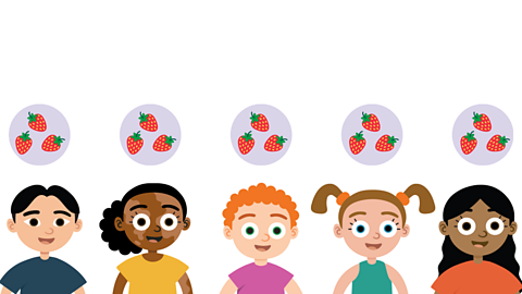 5 friends with 3 strawberries each