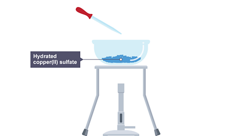 The bowl now contains hydrated copper(II) sulfate again.
