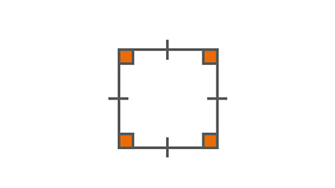 square marked with right angles and equal parallel sides