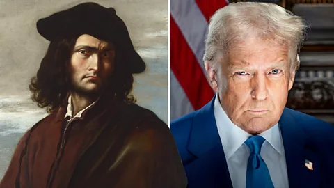 Side by side portraits Philosophy and Donald Trump (Credit: The National Gallery, London/ Trump and Vance transition team)