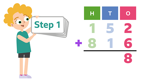 Column addition showing 152 + 816. 
