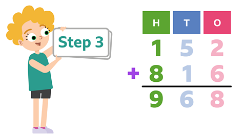Column addition showing 152 + 816. 