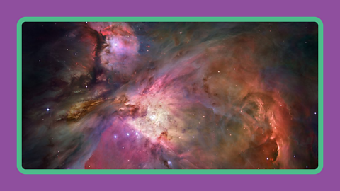 The Orion Nebula. A swirling cloud of gas and dust in space.